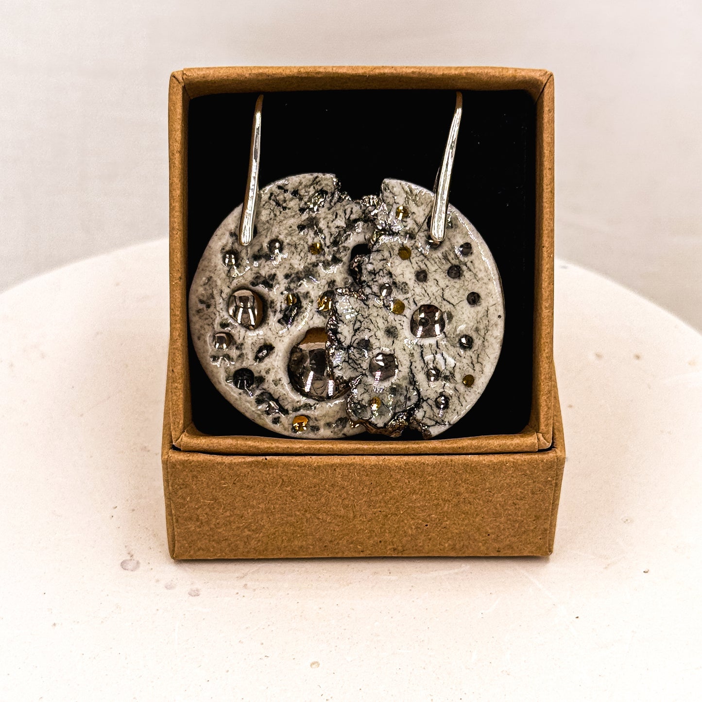 Moon Earrings with 24K Gold