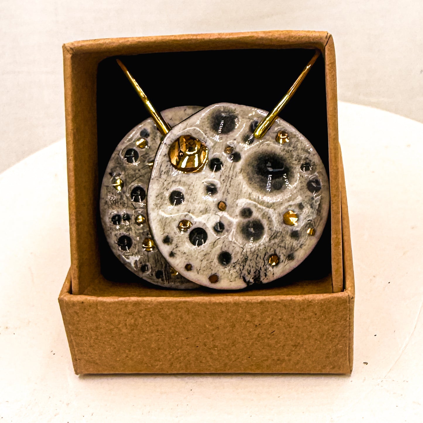 Moon Earrings with 24K Gold