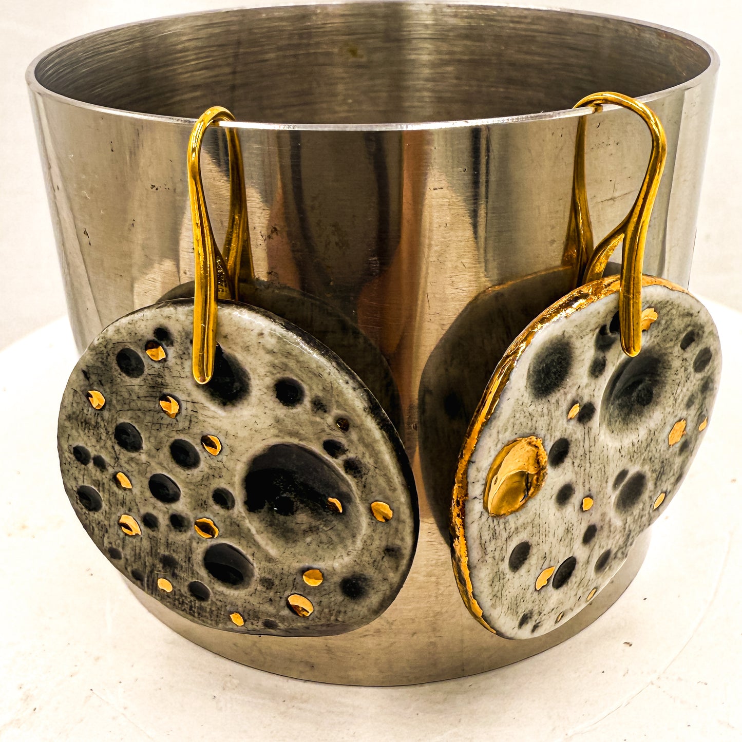 Moon Earrings with 24K Gold
