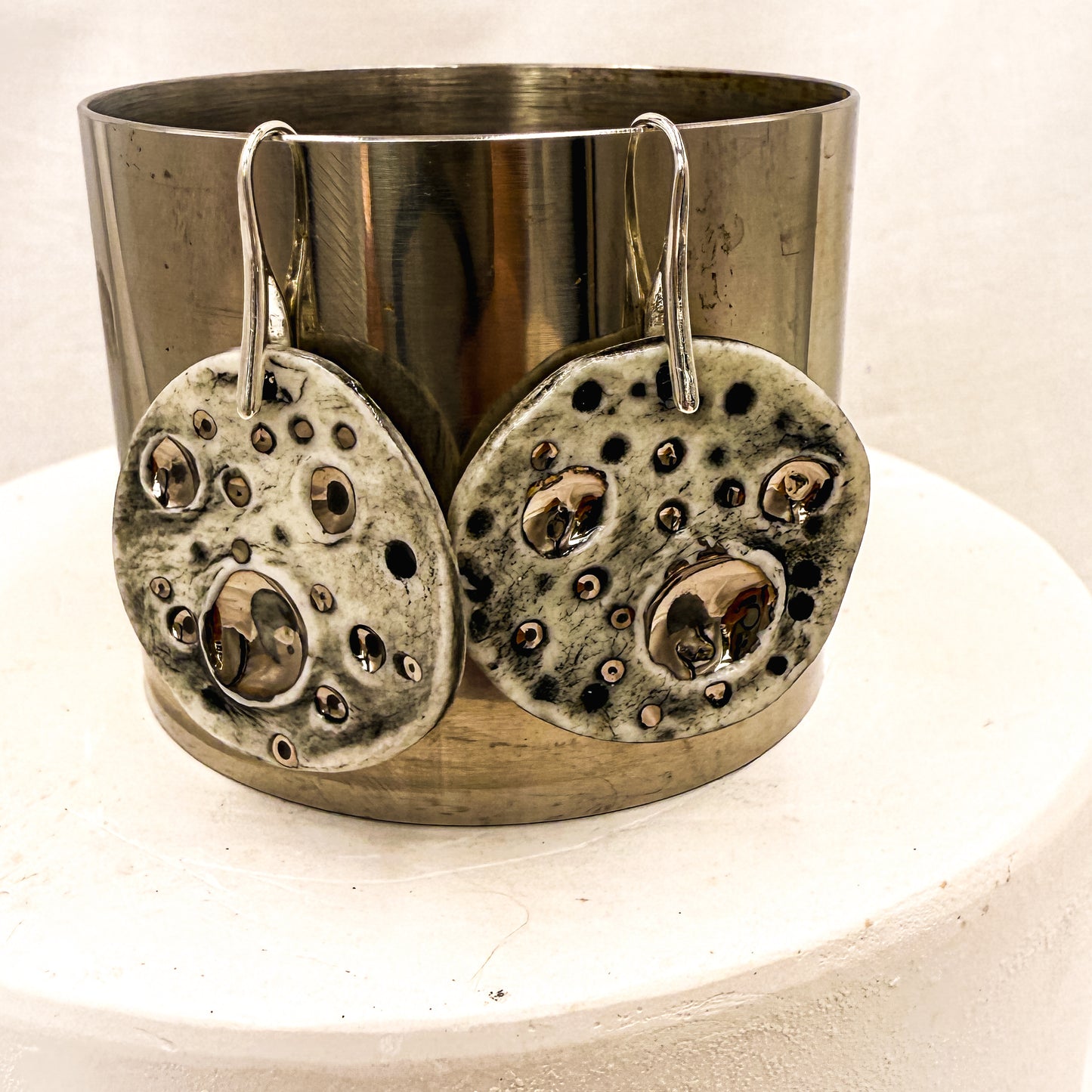 Moon Earrings with 24K Gold