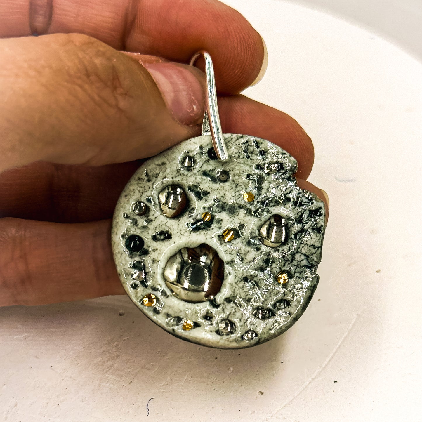 Moon Earrings with 24K Gold