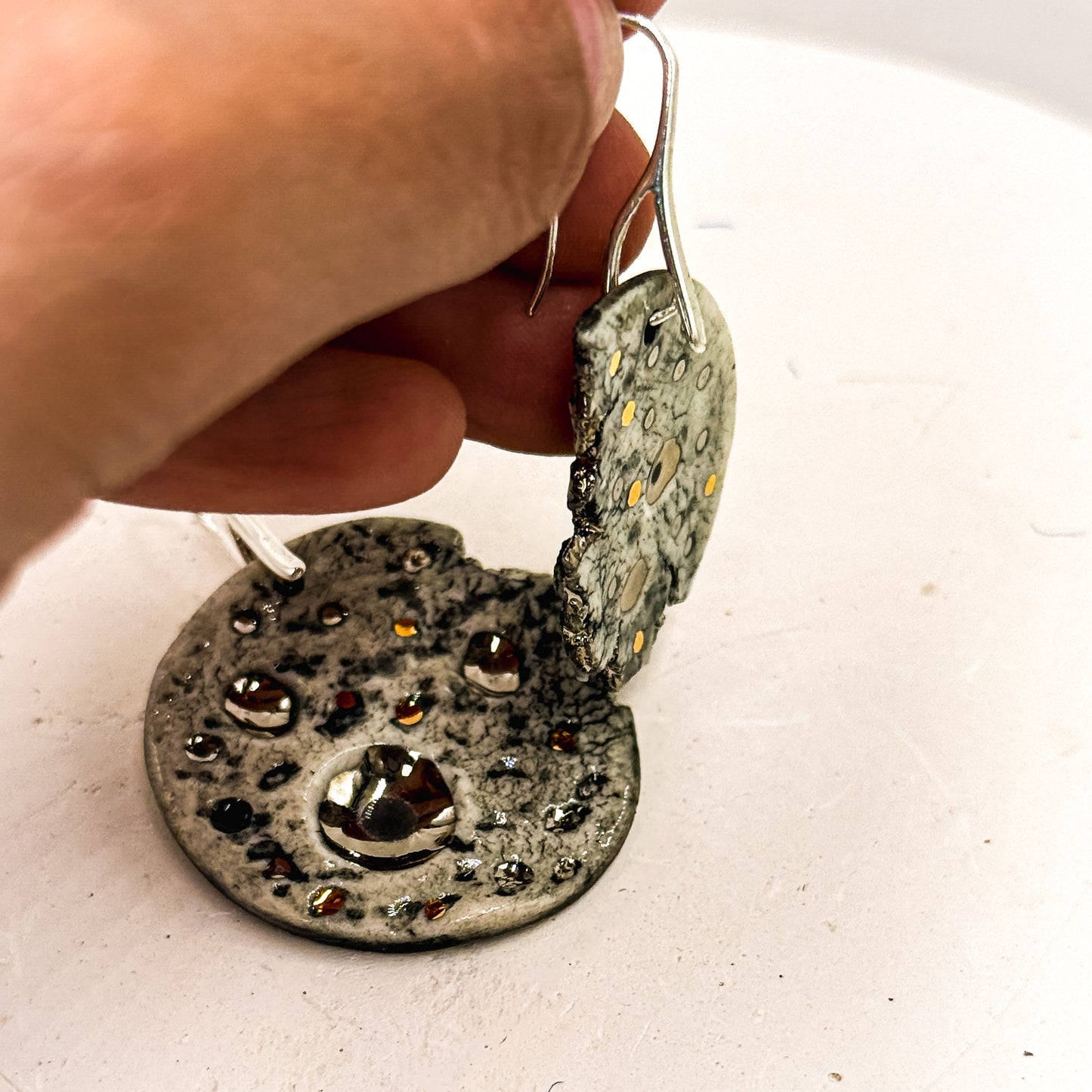 Moon Earrings with 24K Gold